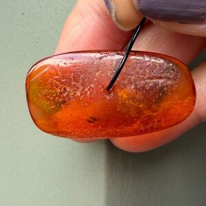 Orange cognac amber Bead Pendant